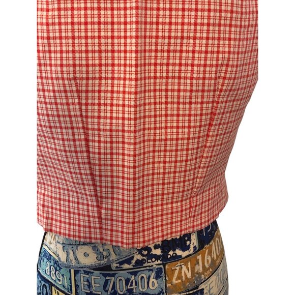 Vintage Style Handmade Tapered Darted Red White Striped Plaid Vest MEASUREMENTS - Picture 16 of 16